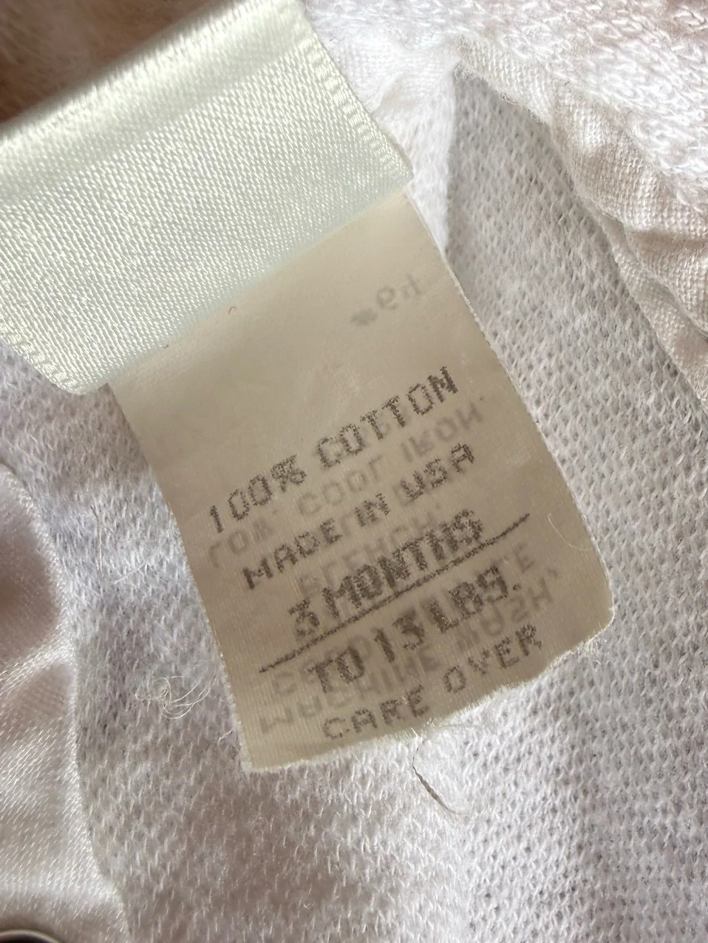 BABY DIOR Vintage 100 Percent Cotton White Baby Bodysuit with Hearts Red Trim